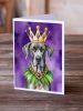 Great Dane King of Mardi Gras Greeting Cards Pack of 8 Blank Cards with Envelopes Whimsical A7 Size 5x7 Blank Note Cards
