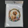 Poodle and Flowers Greeting Cards Pack of 8 Blank Cards with Envelopes Whimsical A7 Size 5x7 Blank Note Cards