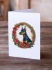 Doberman Pinscher Christmas Flowers Greeting Cards Pack of 8 Blank Cards with Envelopes Whimsical A7 Size 5x7 Blank Note Cards