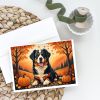 Bernese Mountain Dog Fall Greeting Cards Pack of 8 Blank Cards with Envelopes Whimsical A7 Size 5x7 Blank Note Cards