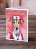 Greyhound Get Well Soon Greeting Cards Pack of 8 Blank Cards with Envelopes Whimsical A7 Size 5x7 Blank Note Cards