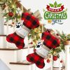 Buffalo Plaid Dogs Pets Christmas Stocking 1 Pack Big Size Hand-Knitted Christmas Decoration and Family Holiday Season Decor