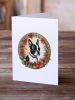 Boston Terrier Christmas Flowers Greeting Cards Pack of 8 Blank Cards with Envelopes Whimsical A7 Size 5x7 Blank Note Cards