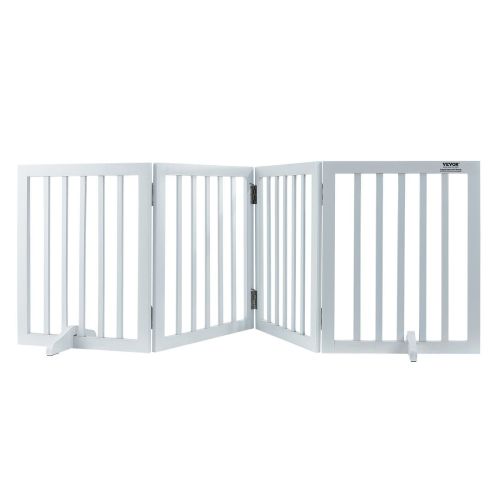 VEVOR Free Standing Dog Gate, 24" H x 80.3" W Freestanding Pet Gate, 4 Panels Foldable Dog Gate for Wide and Narrow Passageways