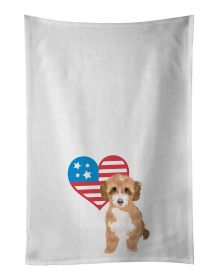 Doodle Tricolor #2 Patriotic Kitchen Towel Set of 2 White Dish Towels Decorative Bathroom Hand towel for Hand, Face, Hair, Yoga, Tea, Dishcloth