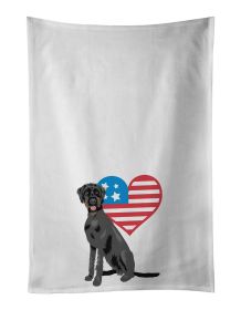 NEW Doodle Black and Tan Patriotic Kitchen Towel Set of 2 White Dish Towels Decorative Bathroom Hand towel for Hand, Face, Hair, Yoga, Tea, Dishcloth
