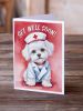 Maltese Get Well Soon Greeting Cards Pack of 8 Blank Cards with Envelopes Whimsical A7 Size 5x7 Blank Note Cards