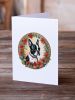 Boston Terrier Christmas Flowers Greeting Cards Pack of 8 Blank Cards with Envelopes Whimsical A7 Size 5x7 Blank Note Cards