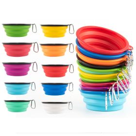 350ml/1000ml Large Collapsible Dog Pet Folding Silicone Bowl Outdoor Travel Portable Puppy Food Container Feeder Dish Bowl (Color: Blue, size: 350ML)