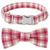 Plaid Dog Collar with Bow Pet Gift Adjustable Soft and Comfy Bowtie Collars for Small Medium Large Dogs
