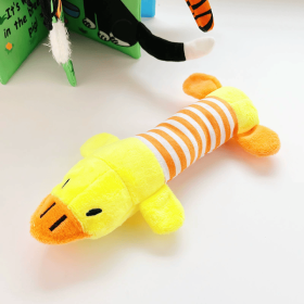 1 PC Pet dog, cat, plush cartoon embroidery, bite resistant and stress relieving duck, piglet, elephant, cute sound making toy supplies (Color: duck)