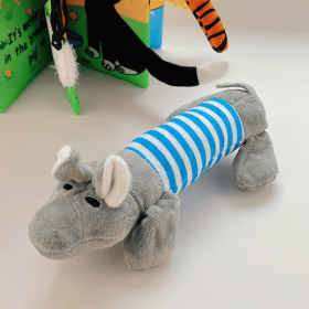 1 PC Pet dog, cat, plush cartoon embroidery, bite resistant and stress relieving duck, piglet, elephant, cute sound making toy supplies (Color: elephant)