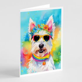 Westie Hippie Dawg Greeting Cards Pack of 8 Blank Cards with Envelopes Whimsical A7 Size 5x7 Blank Note Cards (Default: Default)
