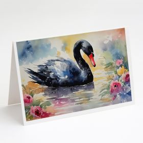 Black Swan Greeting Cards Pack of 8 Blank Cards with Envelopes Whimsical A7 Size 5x7 Blank Note Cards (Default: Default)