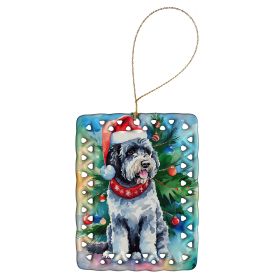Portuguese Water Dog Christmas Porcelain Ornament Christmas Tree Hanging Decorations for Home Christmas Holiday, Rectangle, Gift, Multicolor (Default: Default)