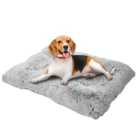 Fluffy Dog Crate Pad, Plush Faux Fur Dog Bed For Extra Large Dogs, Calming XL Dog Bed For Crate, Soft Warm Dog Crate Mat With Non-Slip Bottom, Grey (Color: Light Grey, size: M)