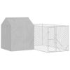 Outdoor Dog Kennel with Roof Silver 13.1'x13.1'x8.2' Galvanized Steel