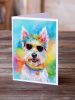 Westie Hippie Dawg Greeting Cards Pack of 8 Blank Cards with Envelopes Whimsical A7 Size 5x7 Blank Note Cards