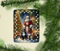 Bernese Mountain Dog and Santa Claus Porcelain Ornament Christmas Tree Hanging Decorations for Home Christmas Holiday, Rectangle, Gift, Multicolor